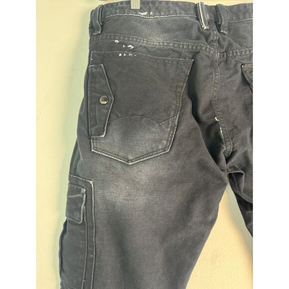 Cult Of Individuality Greaser Cargo Jeans Distressed Black Sz 36x34 Denim Men’s - Picture 8 of 16